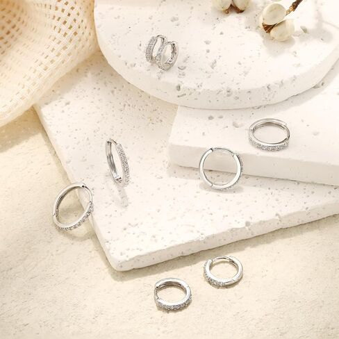 MILACOLATO 3-4 Pairs 925 Sterling Silver Earrings Set for Women 18K Gold Plated Stud Huggie Hoop Earrings Sets for Multiple Piercing Hypoallergenic Small Silver Hoop Earrings Stack for Sensitive Earrings Trendy Dainty Earrings in Saudi Arabia