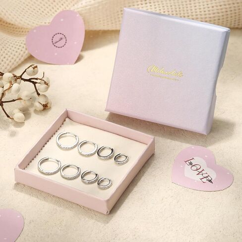 MILACOLATO 3-4 Pairs 925 Sterling Silver Earrings Set for Women 18K Gold Plated Stud Huggie Hoop Earrings Sets for Multiple Piercing Hypoallergenic Small Silver Hoop Earrings Stack for Sensitive Earrings Trendy Dainty Earrings in Saudi Arabia