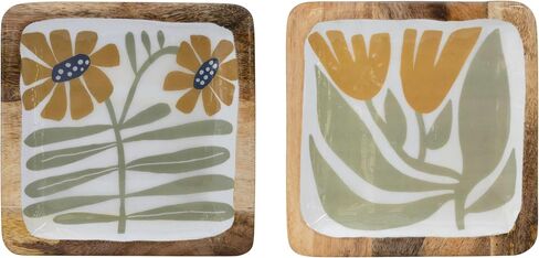 Creative Co-Op Enameled Mango Wood Flowers, Set of 2 Styles, Multicolor Plates, Natural in Saudi Arabia