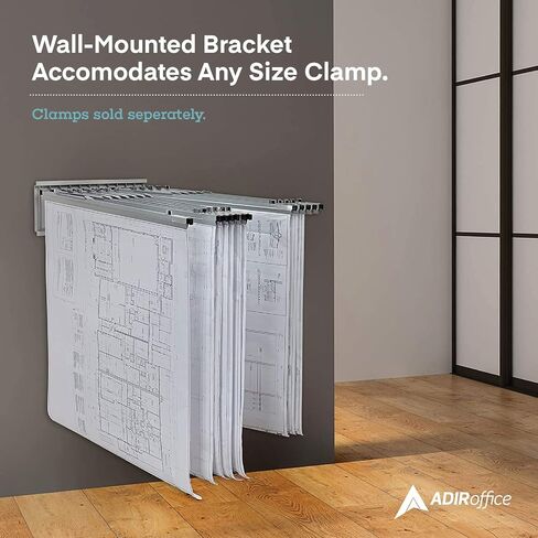 Adir Wall Mount Blueprint Storage Rack, Poster Wall Mount Display, Map Storage Rack and Plans File Holder Organizer with 12 Pivot Brackets - Plan Holder for Office in Saudi Arabia