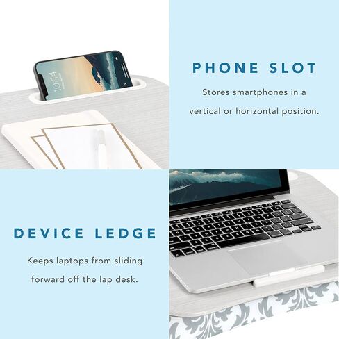 مكتب كمبيوتر محمول LAPGEAR XL مع حامل هاتف وإطار للجهاز - رمادي دمشقي - يناسب أجهزة كمبيوتر محمولة تصل إلى 17.3 بوصة - رقم الموديل 45524 in Kuwait