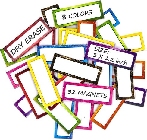Magnetic Dry Erase Labels Galaxy Name Plates 3 x 1.2 Inches 32 Reusable Magnetic Strips Stickers for Classroom School Office Whiteboard Locker Refrigerator Supplies in Saudi Arabia