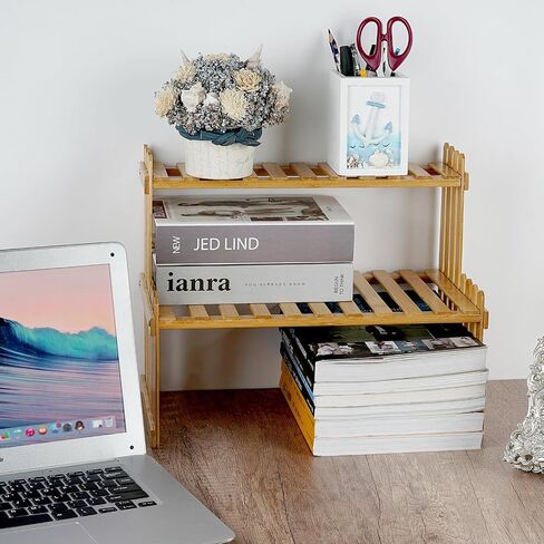 SHIDOW Bamboo Shelf, Desktop Organizer for Letter, A4 Paper, FIle, Horizontal File Holder, Office Supplies Storage Holder onDesk, Tabletop 13.7 x 11.8 x 9.84 inches in Saudi Arabia