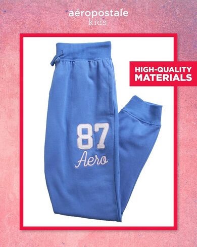 AEROPOSTALE Girls' Activewear Set - Short Sleeve Jersey Cotton Shirt & Fleece Jogger Pants - 2 Piece Girls Sweatsuit, 7-16 in Saudi Arabia