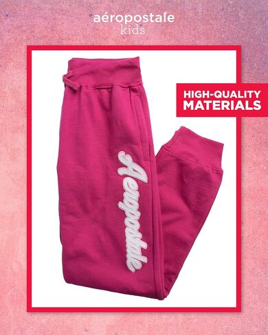 AEROPOSTALE Girls' Activewear Set - Short Sleeve Jersey Cotton Shirt & Fleece Jogger Pants - 2 Piece Girls Sweatsuit, 7-16 in Saudi Arabia