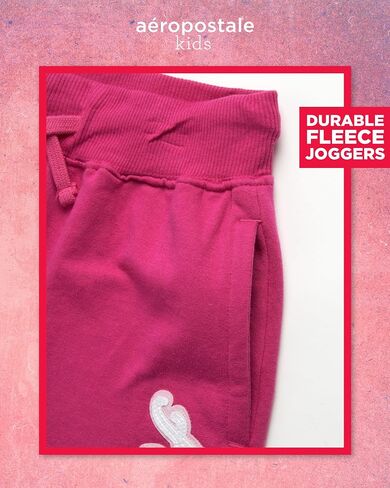 AEROPOSTALE Girls' Activewear Set - Short Sleeve Jersey Cotton Shirt & Fleece Jogger Pants - 2 Piece Girls Sweatsuit, 7-16 in Saudi Arabia