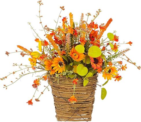IPOPU الاصطناعي زهرة الخريف سلال معلقة 13.77 بوصة سقوط غنيمة مع ديزي الأوكالبتوس نبات الخريف غنيمة الأزهار للباب الأمامي المنزل عيد الشكر عيد الهالوين حديقة الزفاف ديكور in Kuwait