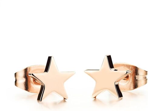 Rose Gold Tone Titanium Steel Lucky Star Stud Earrings for Women in Saudi Arabia