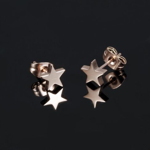 Rose Gold Tone Titanium Steel Lucky Star Stud Earrings for Women in Saudi Arabia