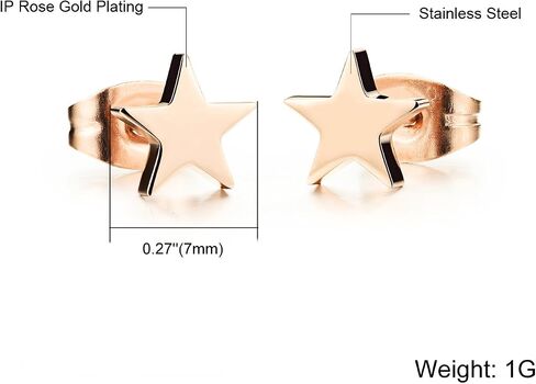 Rose Gold Tone Titanium Steel Lucky Star Stud Earrings for Women in Saudi Arabia