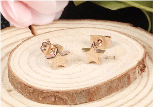 Rose Gold Tone Titanium Steel Lucky Star Stud Earrings for Women in Saudi Arabia