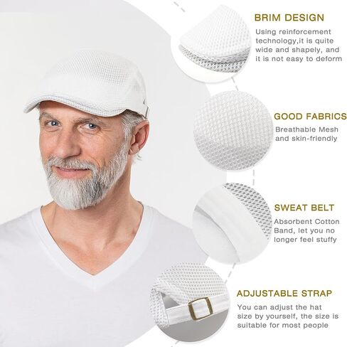 2 Pack Men's Mesh Cap Breathable Summer Newsboy Hat Adjustable Beret Ivy Cap Irish Cabbie Driving Hunting Hats in Saudi Arabia