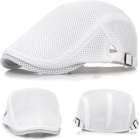 2 Pack Men's Mesh Cap Breathable Summer Newsboy Hat Adjustable Beret Ivy Cap Irish Cabbie Driving Hunting Hats in Saudi Arabia