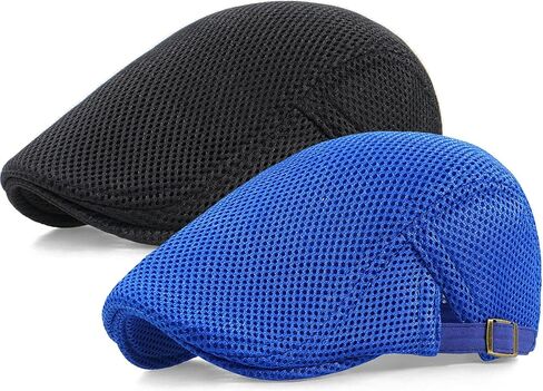 2 Pack Men's Mesh Cap Breathable Summer Newsboy Hat Adjustable Beret Ivy Cap Irish Cabbie Driving Hunting Hats in Saudi Arabia