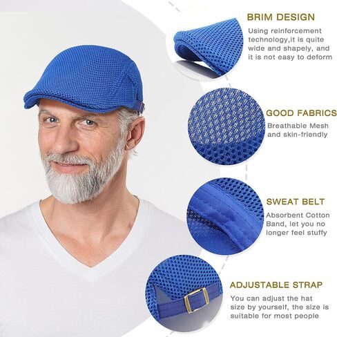 2 Pack Men's Mesh Cap Breathable Summer Newsboy Hat Adjustable Beret Ivy Cap Irish Cabbie Driving Hunting Hats in Saudi Arabia