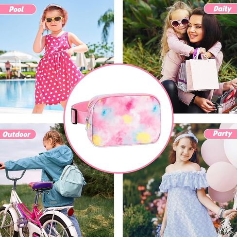 Kids Tie Dye Waist Bag - Girls Waist Bag Tie Dye Waist Bag with Adjustable Waistband 20-35.5 Inch, Girls Waist Bag Tie Dye Multiple Compartments Waist Bag Girls Sports Bag Child Runner Bag Tie Dye in Saudi Arabia