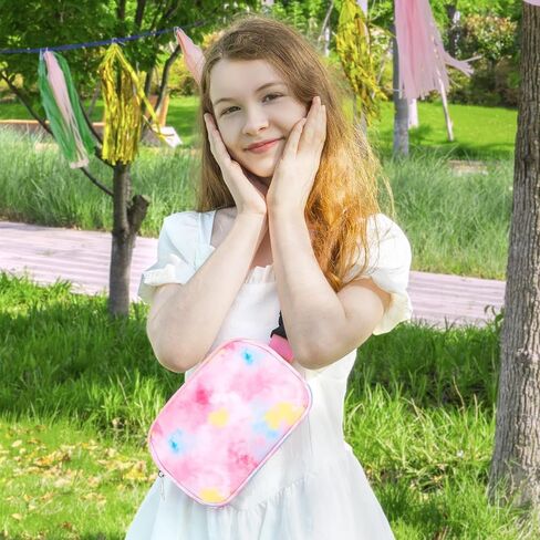 Kids Tie Dye Waist Bag - Girls Waist Bag Tie Dye Waist Bag with Adjustable Waistband 20-35.5 Inch, Girls Waist Bag Tie Dye Multiple Compartments Waist Bag Girls Sports Bag Child Runner Bag Tie Dye in Saudi Arabia