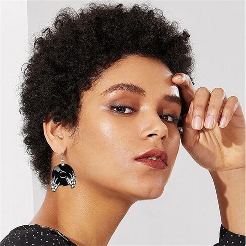 Vinyl Records Earrings for Women Girls Vintage Big Black Acrylic Long Player DJ Rock 50s 60s 70s Classi Music Circle Record Dangling Drop Earrings Halloween Party Decoration Jewelry in Saudi Arabia