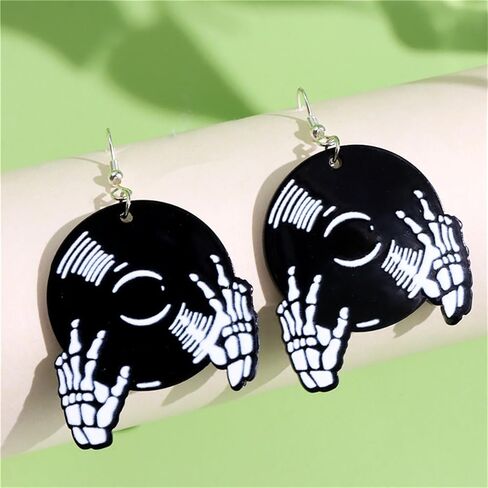 Vinyl Records Earrings for Women Girls Vintage Big Black Acrylic Long Player DJ Rock 50s 60s 70s Classi Music Circle Record Dangling Drop Earrings Halloween Party Decoration Jewelry in Saudi Arabia