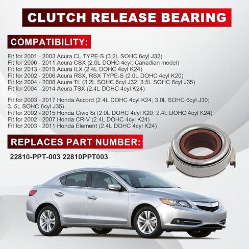 Clutch Release Bearing Replacement Compatible with 2001-2017 Honda Civic Si Accord Element CR-V Acura ILX CL TL CSX RSX TSX 22810-PPT-003 22810PPT003 in Saudi Arabia