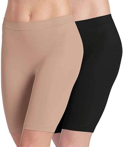 Jockey Ladies' Skimmies Slip Short Smooth Lightweight Mid-Length , 2 Pack (Medium) Black/Light Nude in Saudi Arabia