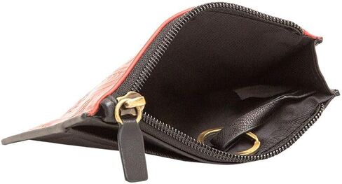 Myra Bag Reddy Holdy Embossing Color Print Leather Credit Card Holder - Red Compact Slim Wallet with Zipper & Card Slots, Small Coin Purse, Card Case Front Pocket for Women, Ideal for Party, Shopping in Saudi Arabia