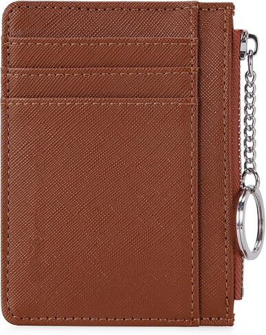 HKCLUF Small Wallet For Women Leather Credit Card Holder Card Case Keychain Wallet Women With Zipper Coin Pocket(brown) in Saudi Arabia