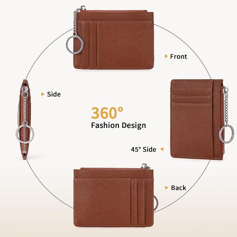 HKCLUF Small Wallet For Women Leather Credit Card Holder Card Case Keychain Wallet Women With Zipper Coin Pocket(brown) in Saudi Arabia