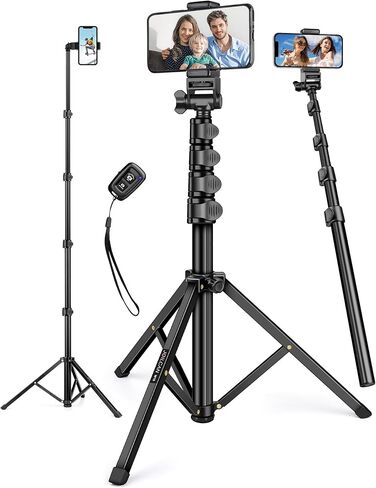 Phone Tripod for iPhone, 70" Selfie Stick Phone Tripod, Extendable Tripod Stand with Remote Phone Holder, Aluminum Tripod for Cell Phone Photo Recording Video Vlogging Live Streaming in Kuwait