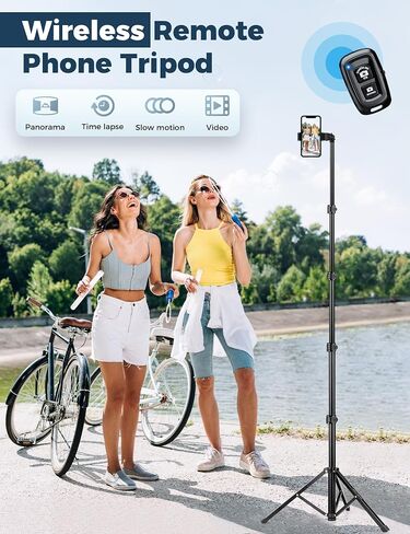 Phone Tripod for iPhone, 70" Selfie Stick Phone Tripod, Extendable Tripod Stand with Remote Phone Holder, Aluminum Tripod for Cell Phone Photo Recording Video Vlogging Live Streaming in Kuwait