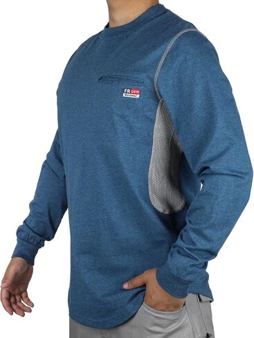 BOCOMAL FR Shirts for Summer Breathable Vented Design 6oz Heather Jersey Flame Resistant Long Sleeve Crew T Shirt in Saudi Arabia