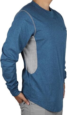 BOCOMAL FR Shirts for Summer Breathable Vented Design 6oz Heather Jersey Flame Resistant Long Sleeve Crew T Shirt in Saudi Arabia