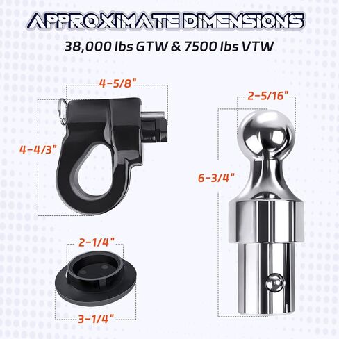 60692 Gooseneck Hitch Gooseneck Ball OEM Puck System Kit مناسب لـ Ford F250 F350 F450 Super Duty Chevy Silverado GMC Sierra 2500 3500 HD Nissan Titan XD يستبدل GNXA2061 2-5/16 Hitch Ball in Saudi Arabia