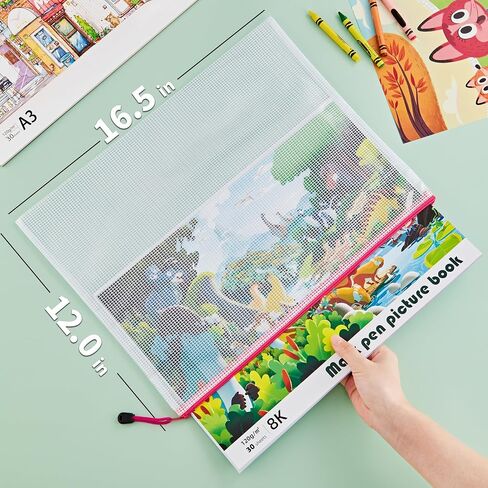 JARLINK A3 (16.9 × 12.4 بوصة، 12 قطعة) حقيبة شبكية بسحاب، 12 لونًا أكياس سحاب كبيرة جدًا، أكياس ملفات مقاومة للماء للوازم المكتبية، والألغاز، وألعاب الطاولة، والمدرسة، وإكسسوارات السفر والمشروعات اليدوية in Saudi Arabia