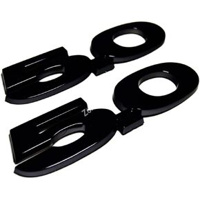 2 Pieces(Pair) 5.0 Liter Door Fender Side Emblem Badge Plate for Ford Mustang F150 GT - Full Black(no red dot)