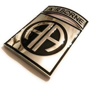 Military Army Chrome Metal Decal Auto Emblem (82nd Airborne)