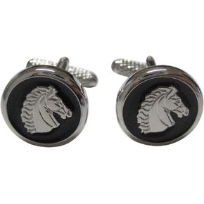 Black and Silver Toned Horse Head Cufflinks