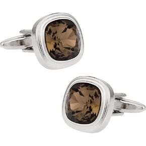 Swarovski Smoky Quartz Brown Crystal Cufflinks with Presentation Gift Box