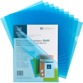 Business Source Transparent Poly File Holders, Blue
