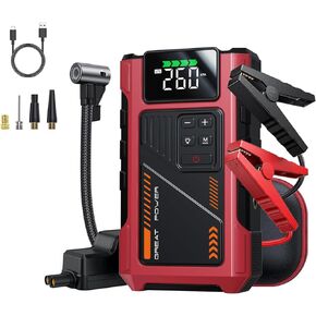Pabulum Jump Starter with Air Compressor 2500A Portable Jump Box, 12V Car Battery Booster with 150PSI Tire Inflator for 7.0L Gas/5.5L Diesel Engines Car Emergency Kits