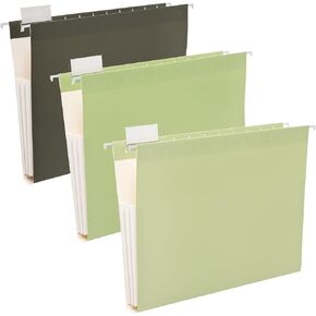6 Packs of Large Capacity Letter Sized Accordion Decorations for Cute folders, Suitable for Office and Home use, with 1/5 Cut Adjustable Labels, Aden Green