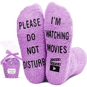 HAPPYPOP Movie Gifts for Movie Lovers - Movie Buff Movie Themed Gifts, Movie Night Popcorn Film Socks for Women