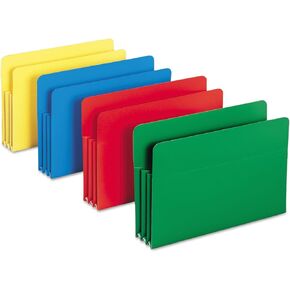 Smead Poly File Pocket, Straight-Cut Tab, 3-1/2" Expansion, Legal Size, Assorted Colors (73550)