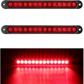Partsam 2x 10 Inch LED Trailer Light Bars Stop Brake Turn Rear Tail Lights Aluminum Alloy Base Red Lens 14LEDs 12V IP67 Waterproof Sealed Surface Mount