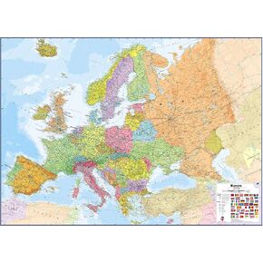 Maps International Large Political Europe Educational Wall Map Poster - Front Sheet Laminated - 33.1 x 46.8 inches