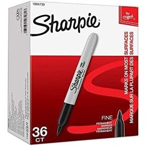 Sharpie Permanent Markers, Fine Point, Black, 36 Count