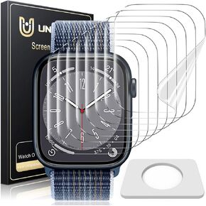 UniqueMe [8 Pack] for Apple Watch Series 9/8/7 Screen Protector 41mm, [Strong Asorption] [Flexible TPU Not Glass][Bubble Free] iWatch Anti-Scratch Replacement Protection HD Clear iWatch Cover Soft Film