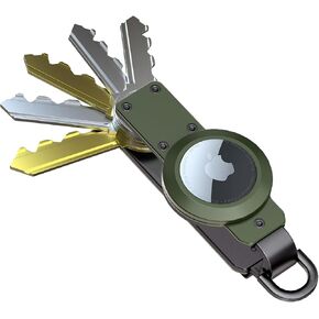 Key Organizer, Compact Keyholder, Anti-Lost Metal Keychain with Airtag Case, Compatible with Apple AirTag Finder Tracker, Aluminum Secure Key Holder Attach Car Key Fob