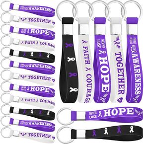 Purple Ribbon Awareness Silicone Keychain Alzheimers Awareness Products Health Awareness Keychains for Alzheimer's