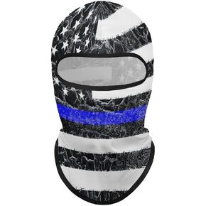 Thin Blue Line with Police Flag Balaclava Ski Mask,Head Mask,Windproof Sun for Outdoor Sports Cycling Windproof Hood